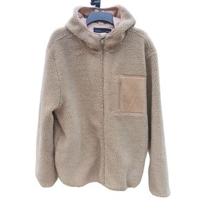 Edgar and Ash Hooded Fleece Jacket Beige NWT Men's Size XL